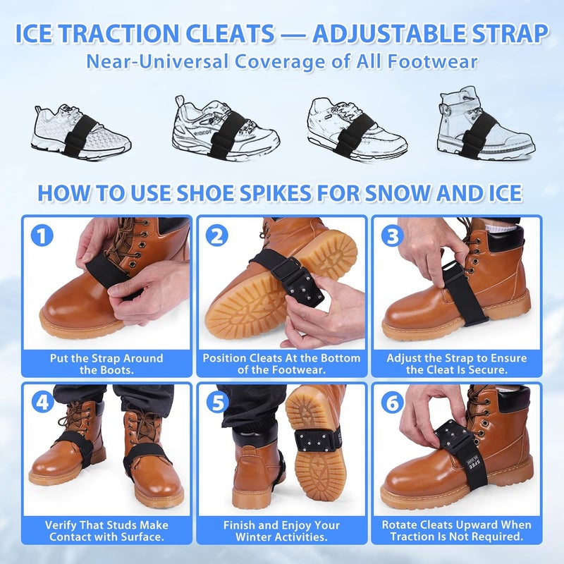 Sfee Ice Cleats Crampons, Easily Rotate Ice Grippers Ice Cleats for Shoes and Boots with Tungsten Studs Shoe Spikes - Image 5
